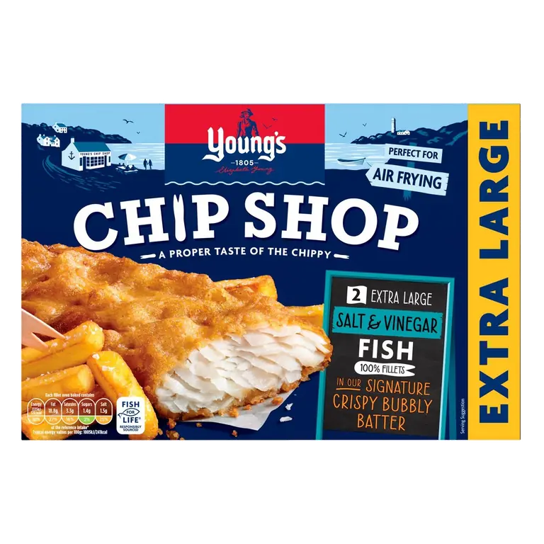 Chip Shop 2 Extra Large Fillets In Salt & Vinegar Batter