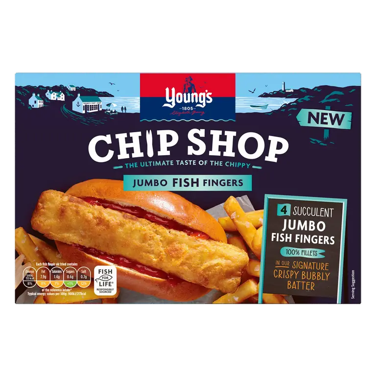Young's Chip Shop 4 Succulent Jumbo Fish Fingers 320g