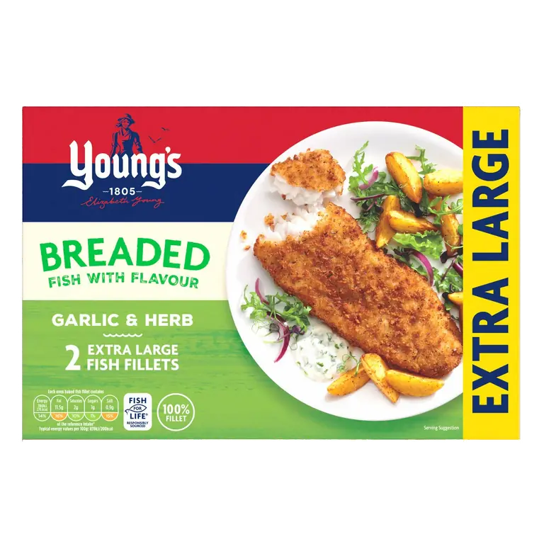Garlic & Herb Extra Large Fish Fillets x2 300g