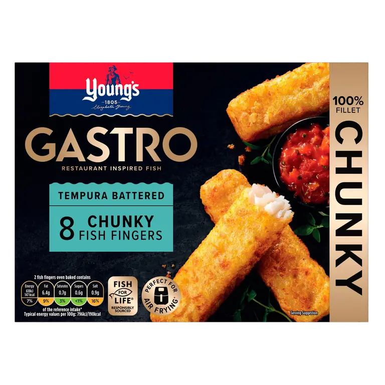Young's Gastro 8 Tempura Battered Chunky Fish Fingers 320g