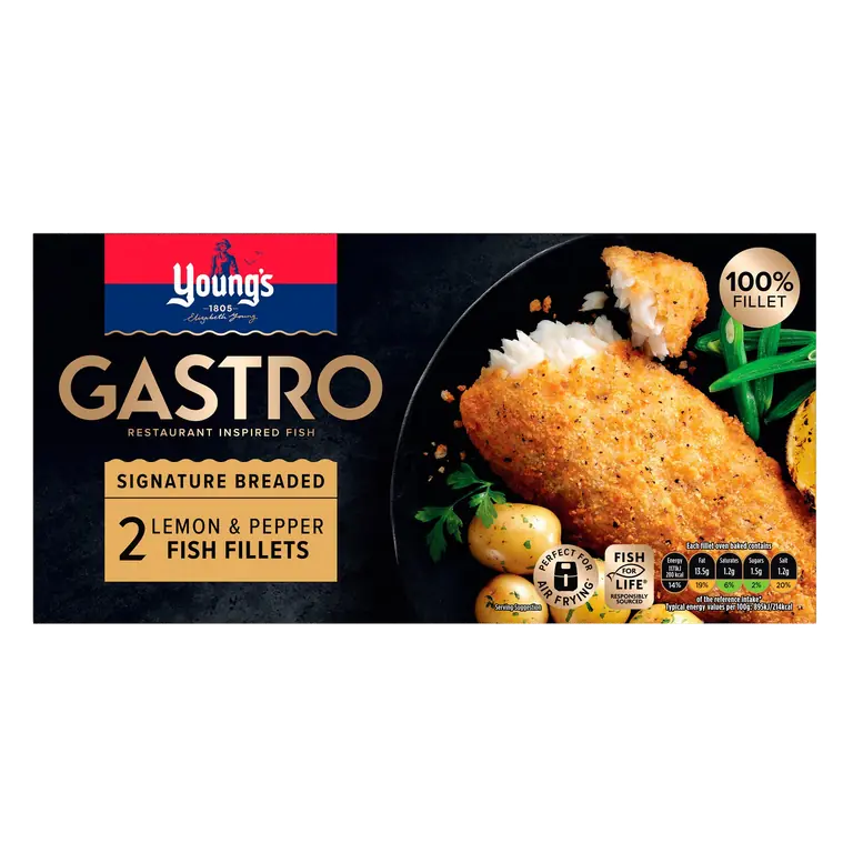 Young's Gastro Signature Breaded 2 Lemon & Pepper Fish Fillets 270g