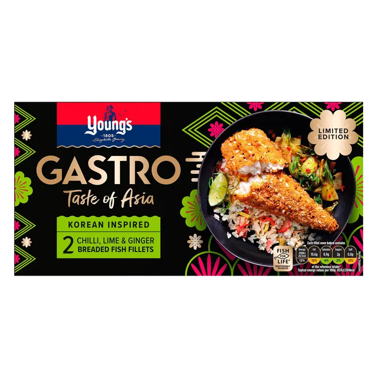 Young's Limited Edition Gastro 2 Chilli, Lime & Ginger Breaded Fish Fillets 270g