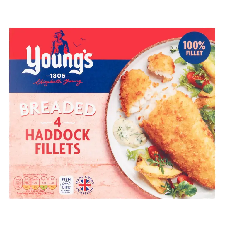 Simply Breaded 4 Large Haddock Fillets 440g