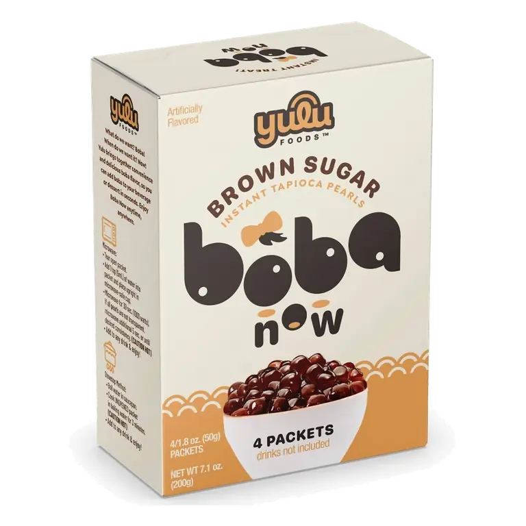 Yulu Boba Now Brown Sugar Instant Tapioca Pearls Packets, 7.1oz/4ct: Non-Caffeinated