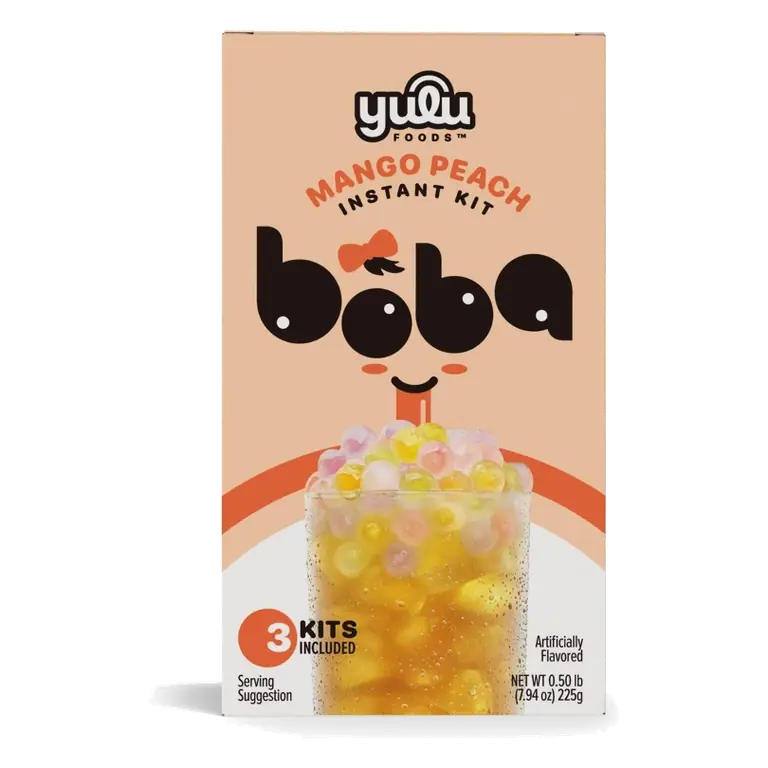YULU Instant Mango Peach Boba Kit, 7.94oz/3ct: Caffeinated