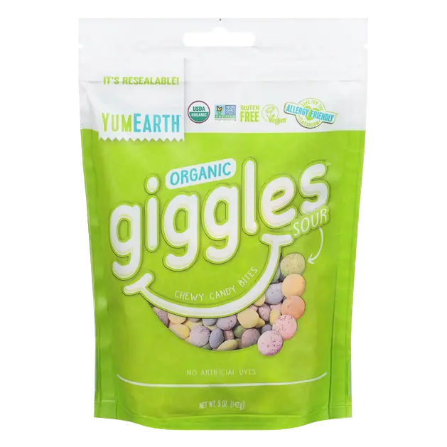 Organic Giggles Sour Chewy Candy Bites, Green Apple, Lemon, Orange, Strawberry, Grape