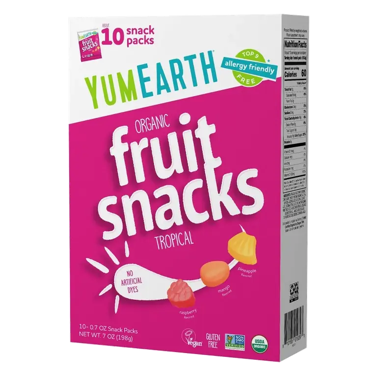 Tropical Playful Pineapple, Razzmatazz Berry, Mango Tango Organic Fruit Snacks