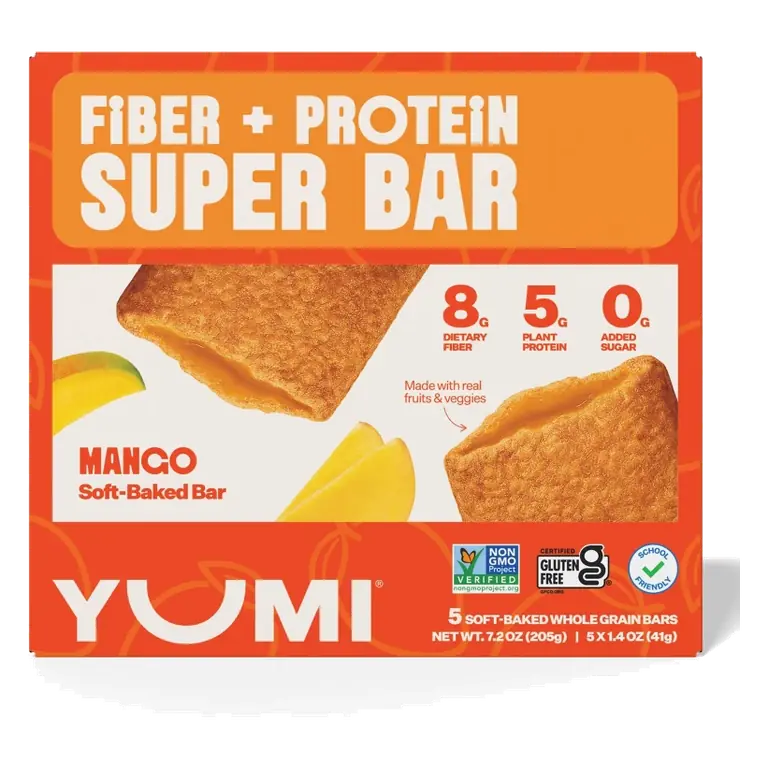 YUMI Fiber + Protein Super Bar Mango, 7.2oz/5ct