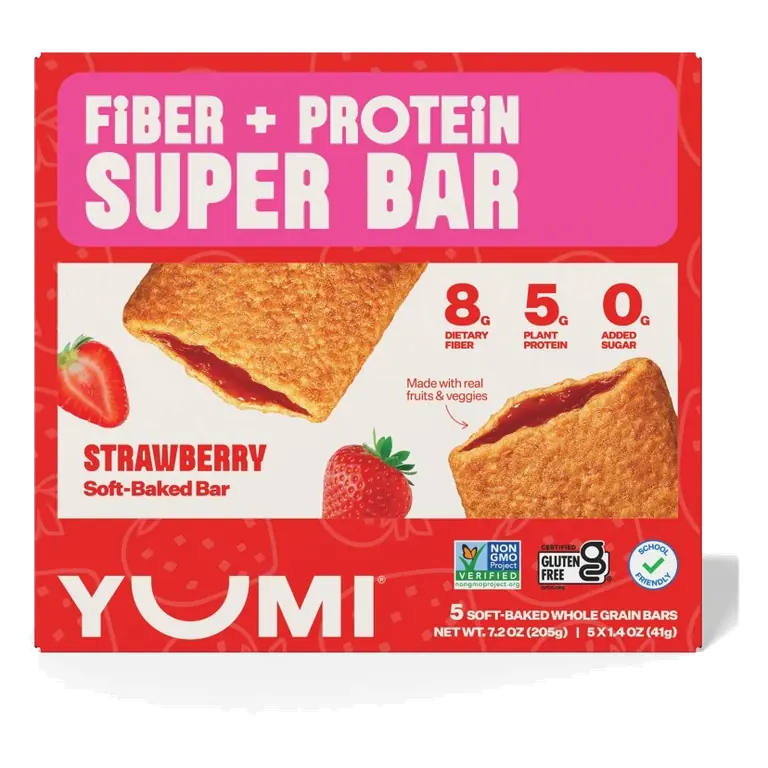 YUMI Fiber + Protein Super Bar Strawberry, 7.2oz/5 ct