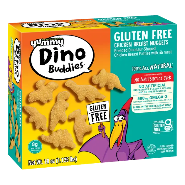 Yummy Dino Buddies Gluten Free Dinosaur-Shaped Chicken Breast Nuggets
