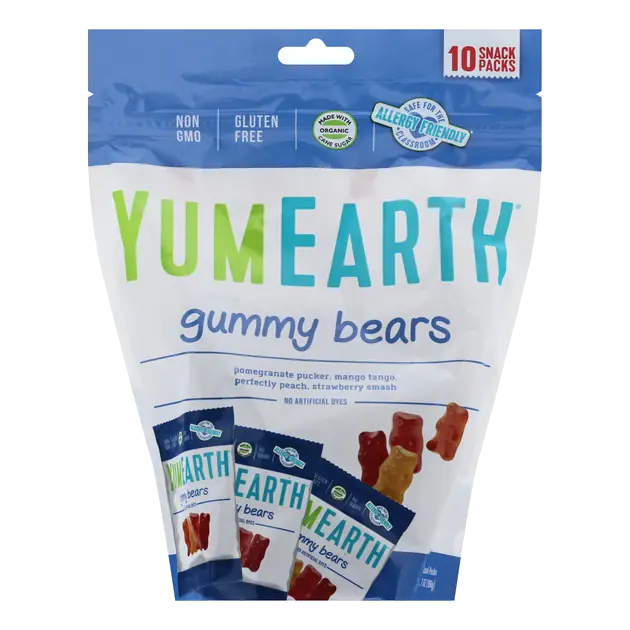 YumEarth Gluten Free Assorted Gummy Bears 10 - 0.7 oz Packs