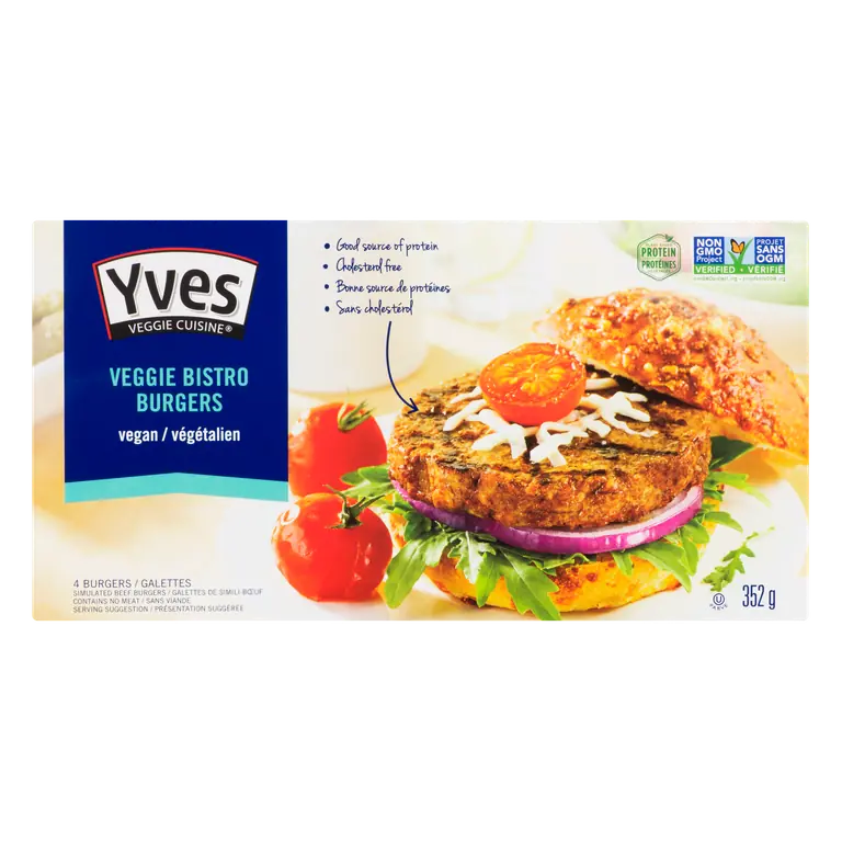 Yves Frozen Veggie Bistro Burgers Cuisine 352 g