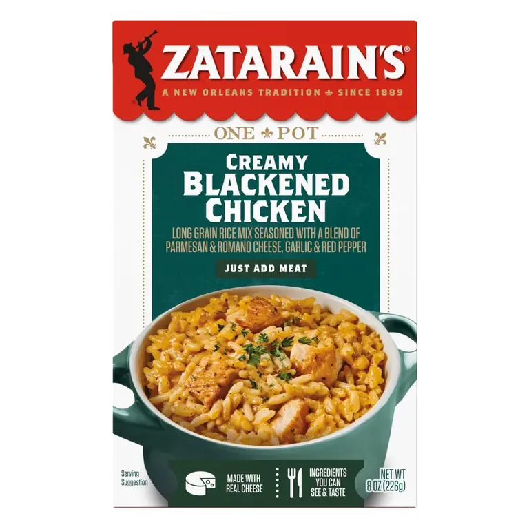 Zatarain's Creamy Blackened Chicken Rice Mix, 8oz: Garlic, Parmesan, Red Pepper