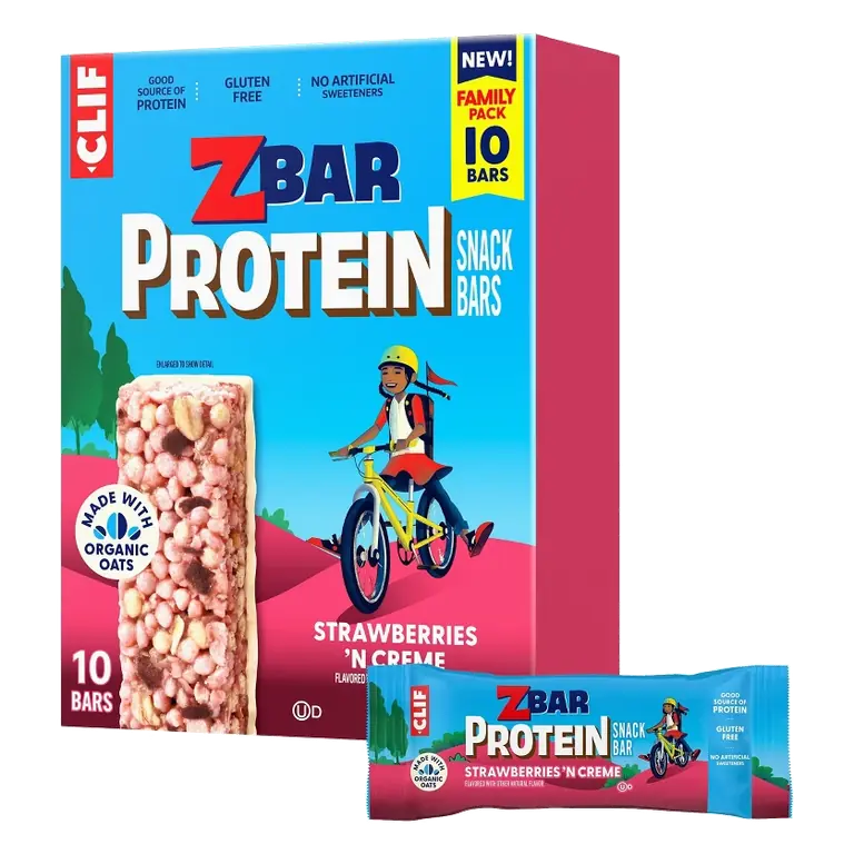 Zbar Gluten Free Strawberries 'N Creme Granola Snack Protein Bars Made with Organic Oats, 5g Protein
