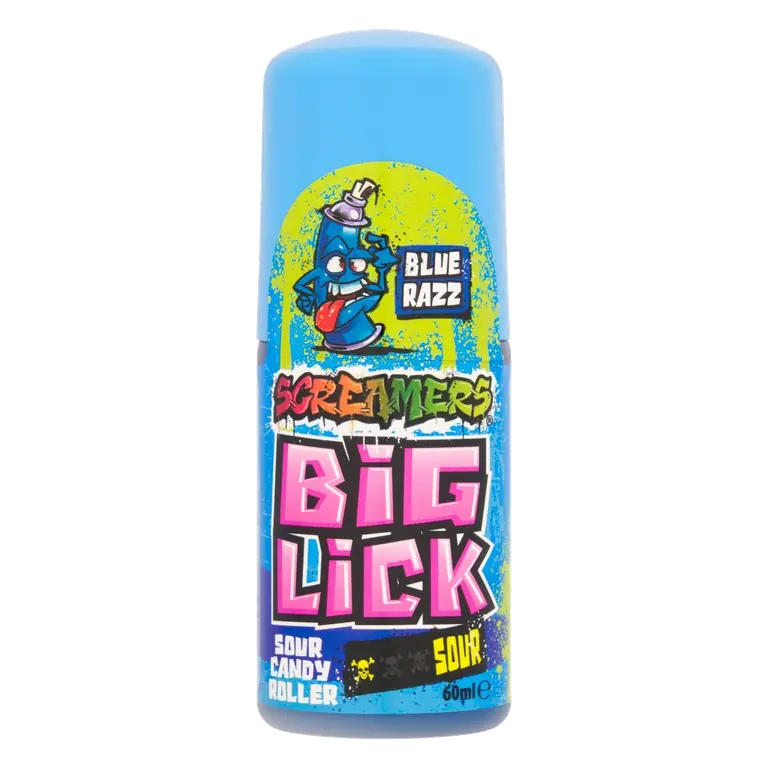 Screamers Blue Razz Big Lick Sour Candy Roller