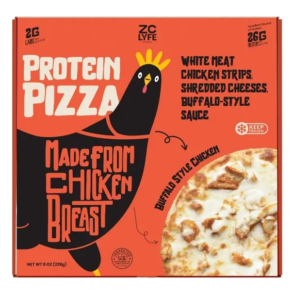ZeroCarb LYFE High Protein Low Carb Gluten Free Thin Crust Buffalo Chicken Style Pizza, 8.0oz