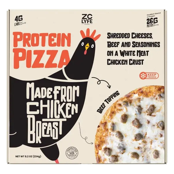 ZeroCarb LYFE High Protein Low Carb Gluten Free Beef and Cheese Pizza, 8.25oz