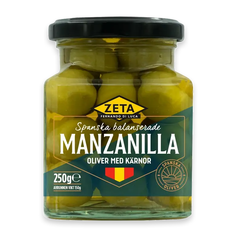 Manzanilla-oliver med kärna 250g