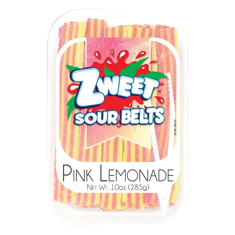 Zweet Sour Belts Pink Lemonade Candy, 10oz