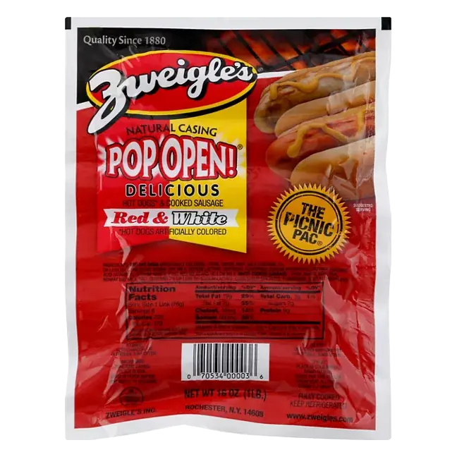 Pop Open! Hot Dogs & Cooked Sausage, Red & Whites