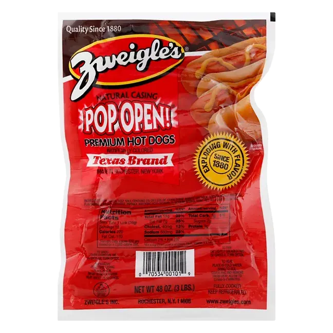 Pop Open! Hot Dogs, Texas Brand