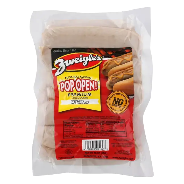 Pop Open! Sausages, Premium, Whites, Cooked